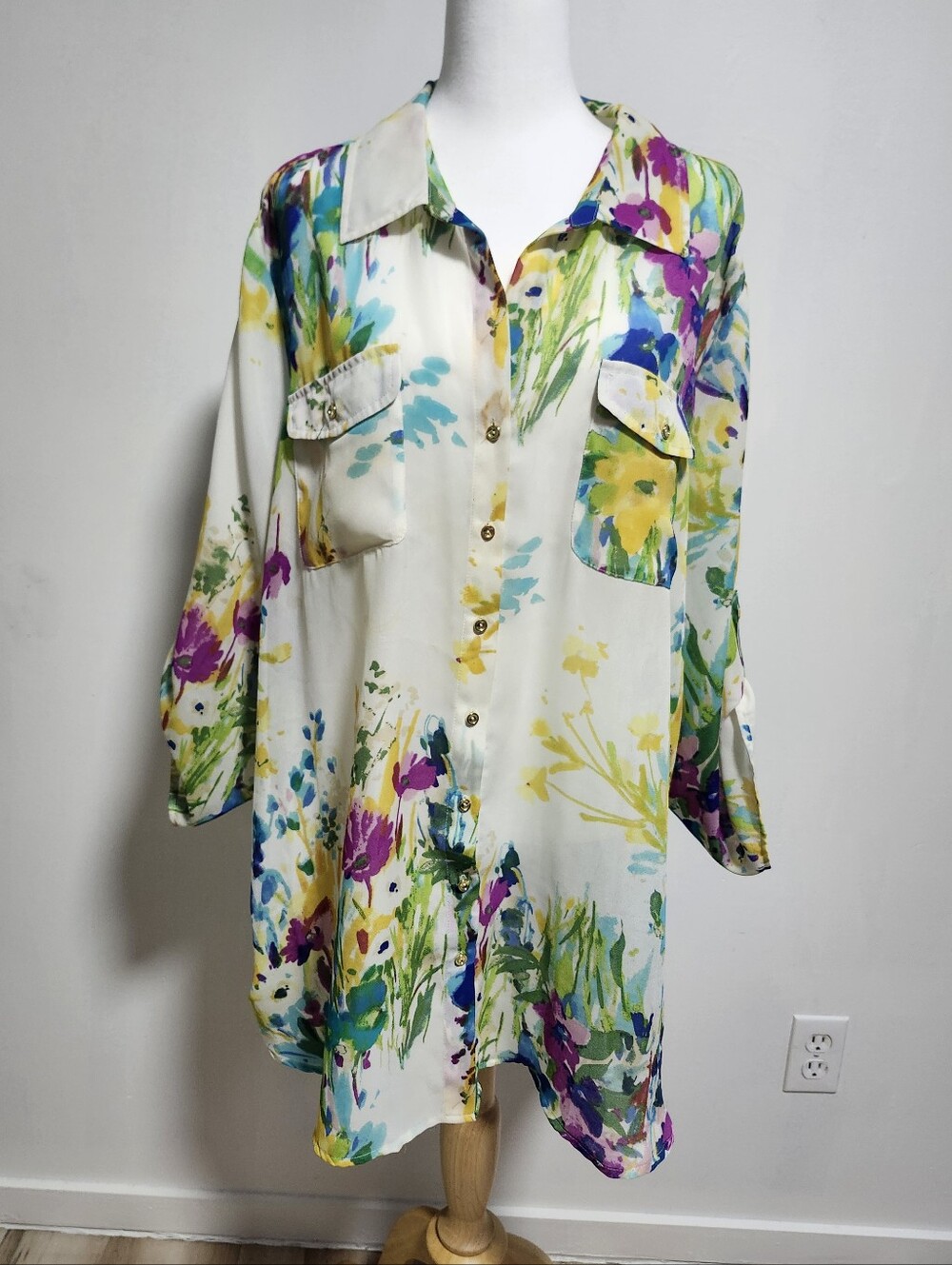 Dress Barn Semi Sheer, Light, Flowy Blouse For Layering